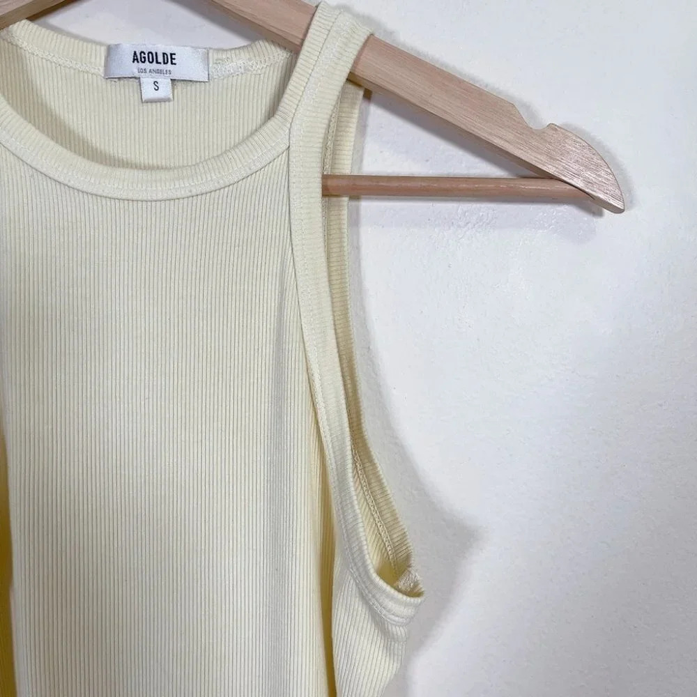 Agolde Rianne Ribbed Yellow Bodysuit - Picture 5 of 12